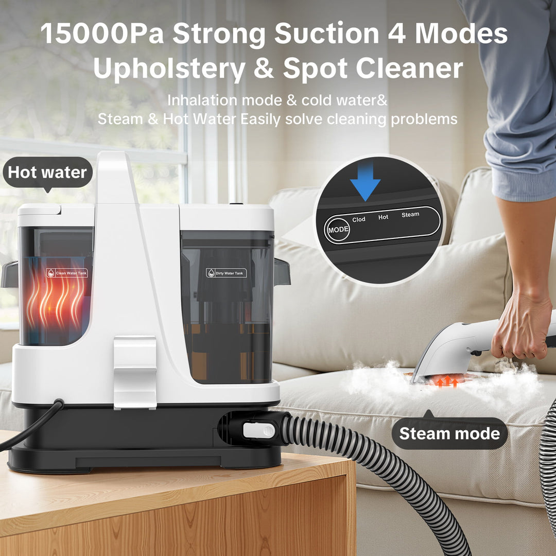 lubluelu V9 Portable Upholstery & Spot Cleaner - Cold, Hot & Steam Modes
