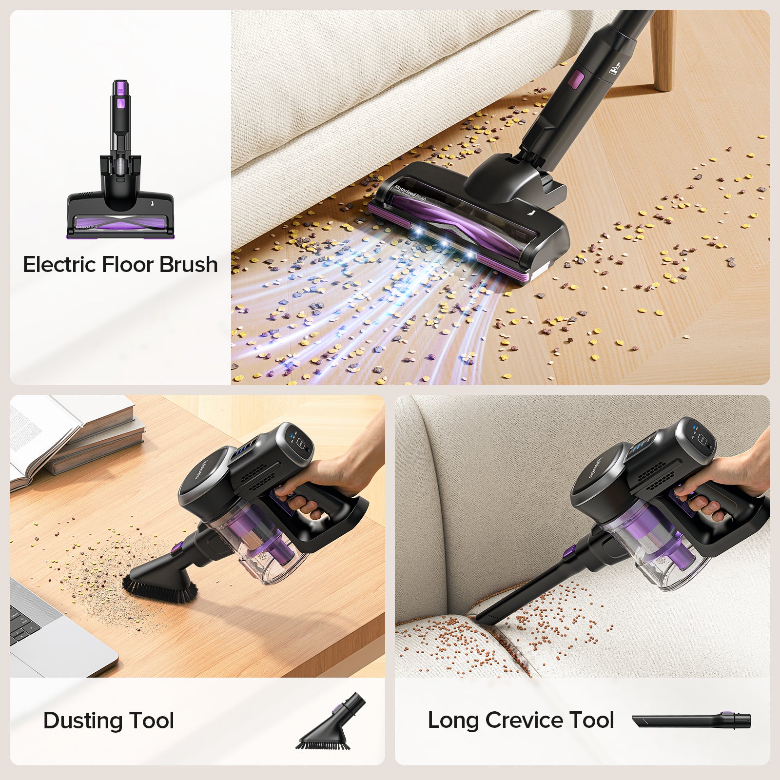 Lightweight self-standing lubluelu 202 cordless vacuum for whole-home cleaning