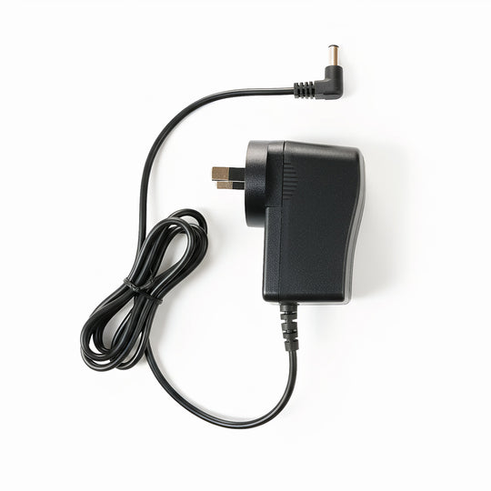A power supply charger with a cable for a 202 vacuum cleaner. The charger has a black body with a two-pronged plug and a cylindrical connector at the end of the cable.