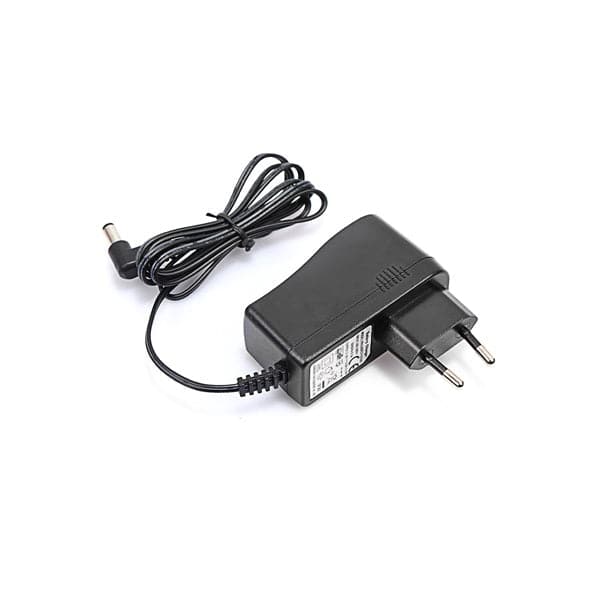 A power supply charger with a cable for a 202 vacuum cleaner. The charger has a black body with a two-pronged plug and a cylindrical connector at the end of the cable.