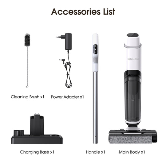 List of accessories for a vacuum cleaner on a white background