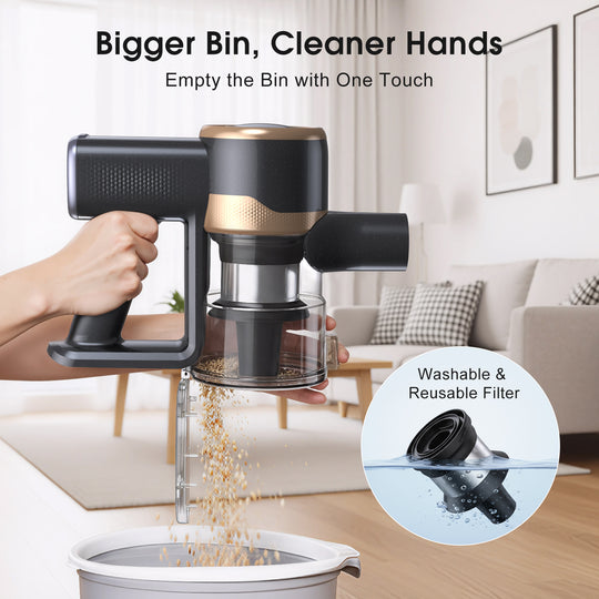 Bigger Bin, Cleaner Hands
Empty the Bin with One Touch
