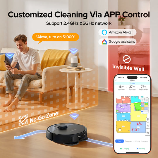 Customized Cleaning Via APP Control
Support 2.4GHz &5GHz network
