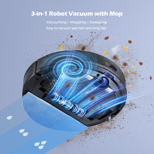 lubluelu 3-in-1 Robot Vacuum with Mop: Vacuuming+Mopping+Sweeping.Easy to vacuum pet hair and long hair