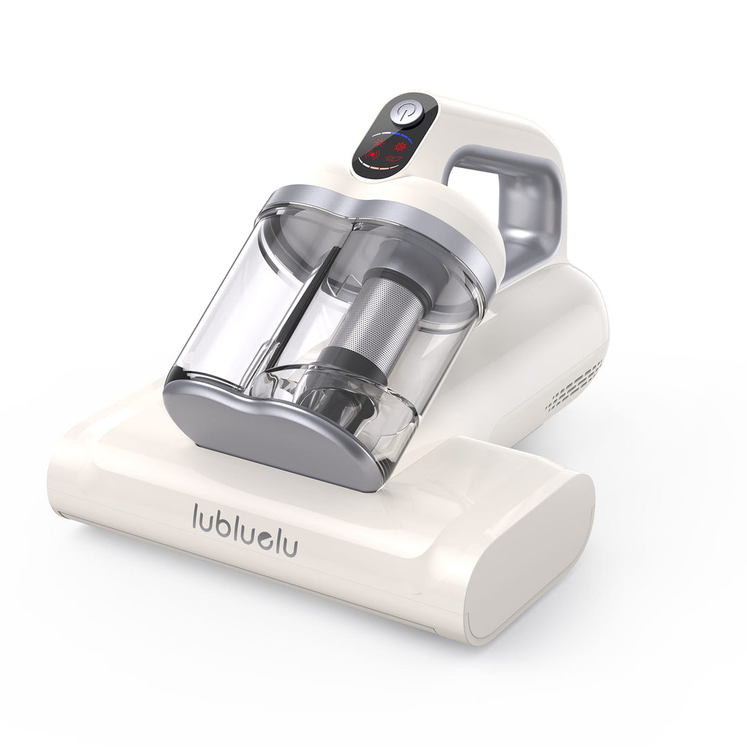 A handheld vacuum cleaner by lubluelu, featuring a white body, a clear transparent dust container, and a silver metallic trim, shown on a clean white background.